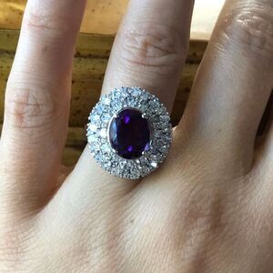 Natural Amethyst Sterling Silver Cocktail Ring Size 6
